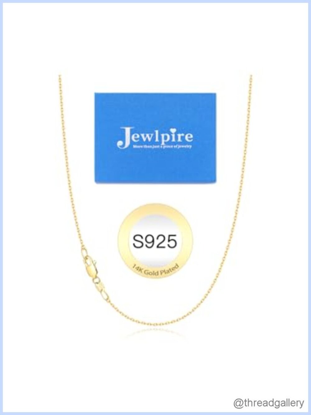 Sterling Silver 14k Gold Plated Cable Chain Necklace 18 Inch Lobster Clasp